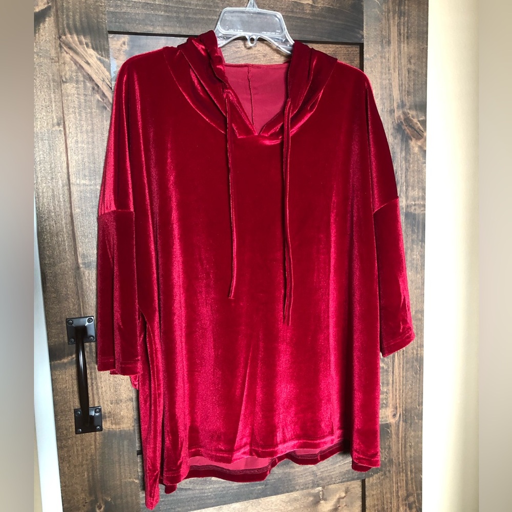 Over sized stretch velour hoodie